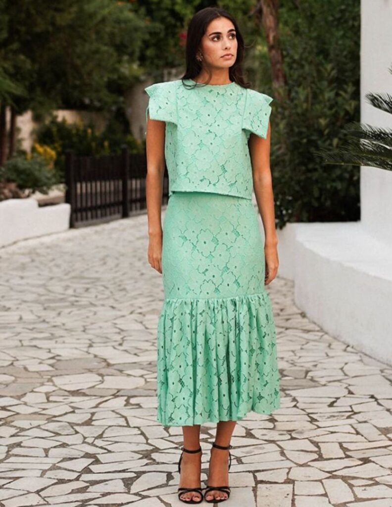 falda midi de encaje verde turquesa 1