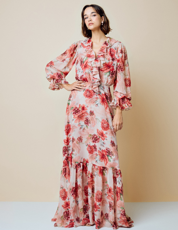 Flower-Dress-With-Long-Sleeves-and-Ruffled-Hem