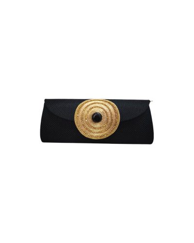 cartera-de-yute-negra-con-broche-central-de-piedra-y-cadena-dorada