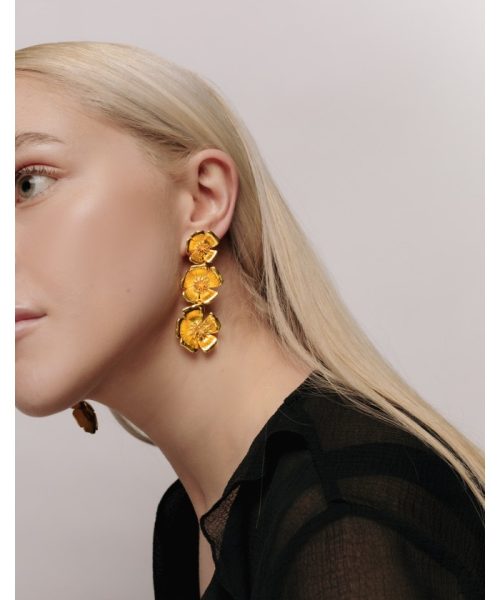 Pendientes sevilla dorados con flores